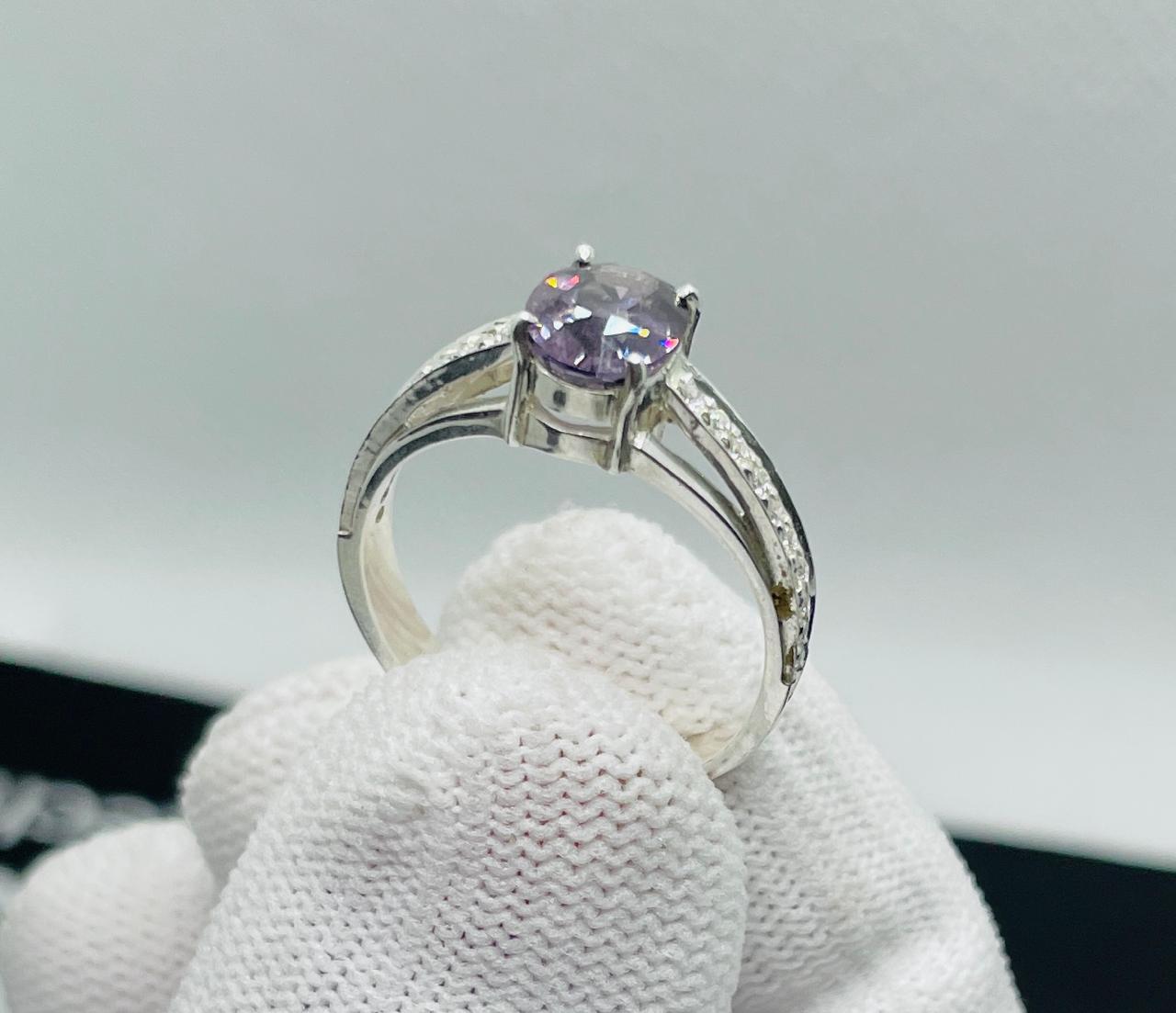 silver ring with natural spinal  stone